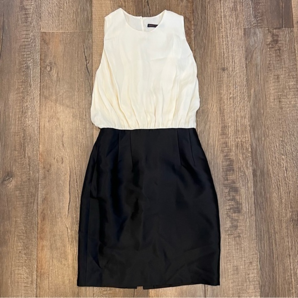 *Harvey Faircloth Silk Blouse Top Wool Pencil Skirt Dress  Ivory/Cream Black